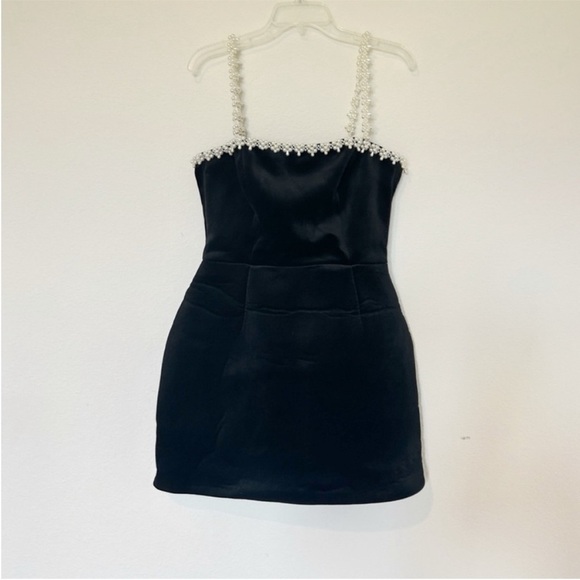 Nadine Merabi Em Velvet Black Pearl Mini Dress - Picture 5 of 11